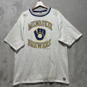 VTG 1990s Swingster Milwaukee Brewers Print T-shirt Heather Gray Sz XL USA Made